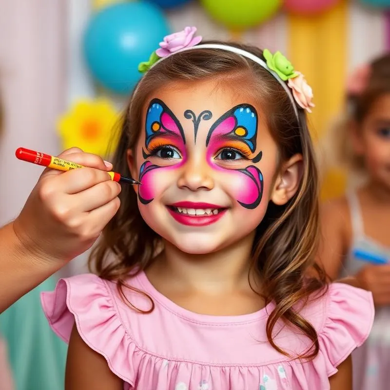 Child getting face painted