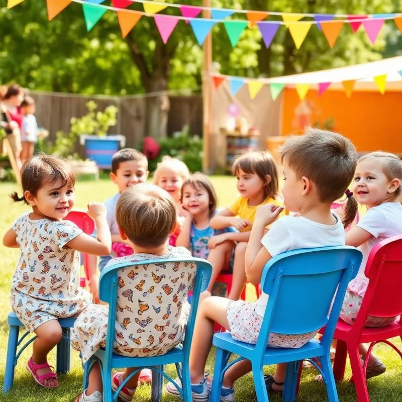 Kids playing party games outdoors