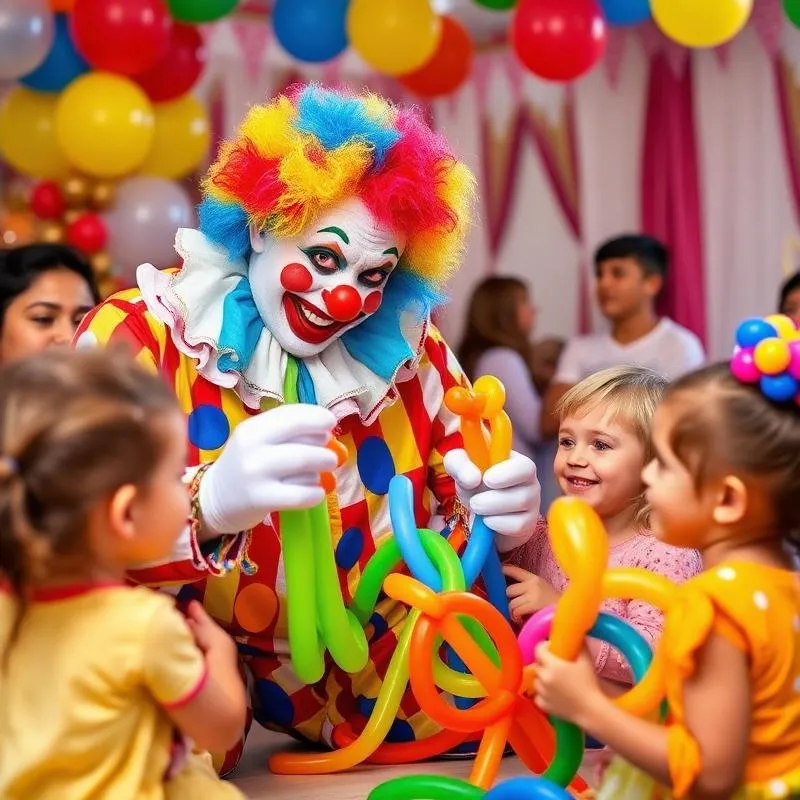Clown making balloon animals
